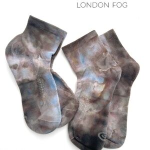 Mens Neutral Tie Dye Socks Brown Blue Ice Dye Gray Ankle Socks Midcrew Hand Dyed